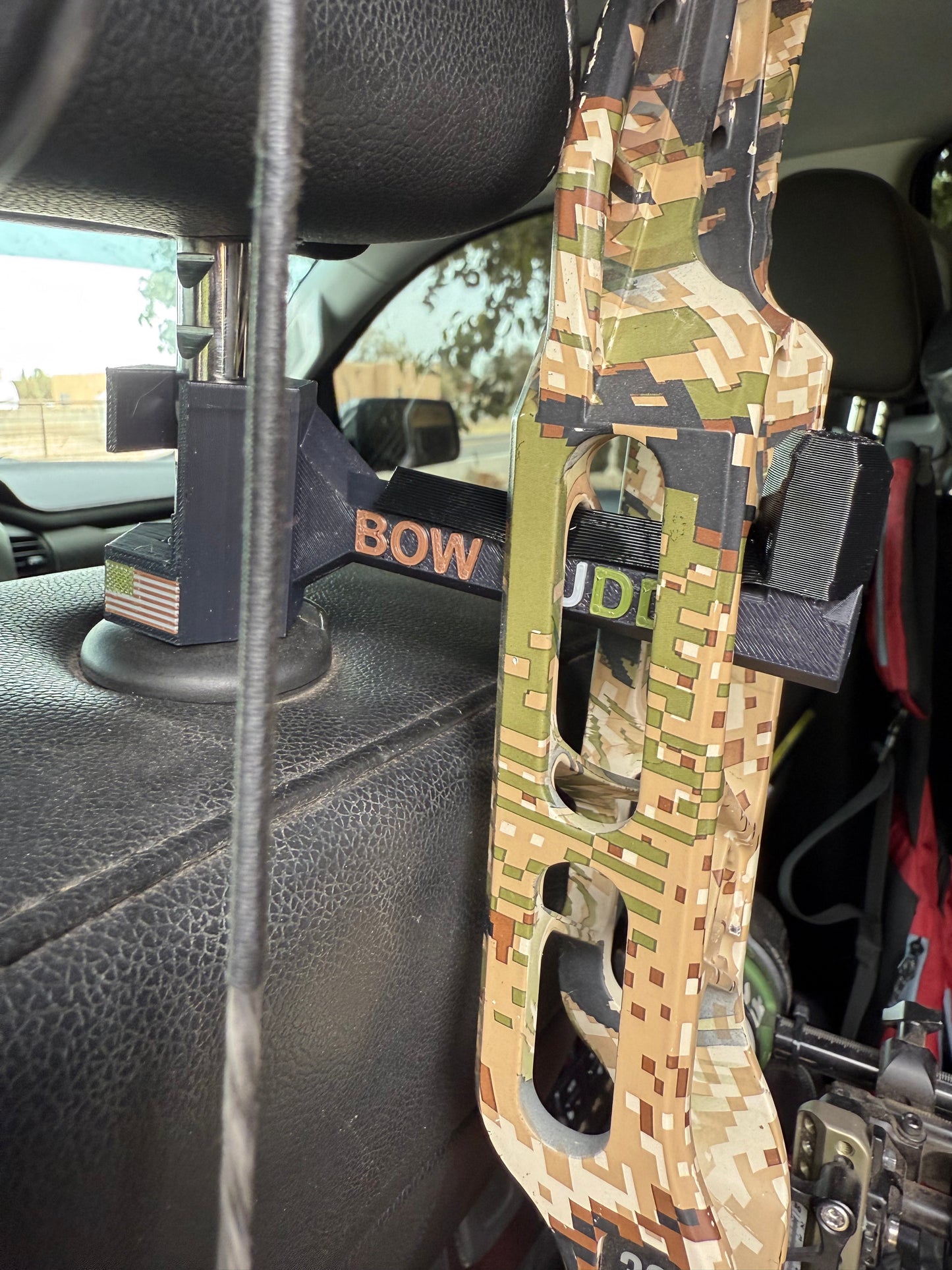 Twist-On Bow Buddy - Nearly Universal Archery Bow and Gear Hanger for Trucks & SUVs - Rubber Protector and Spacer Ring Included | Made in USA | Quick No-Tool Install