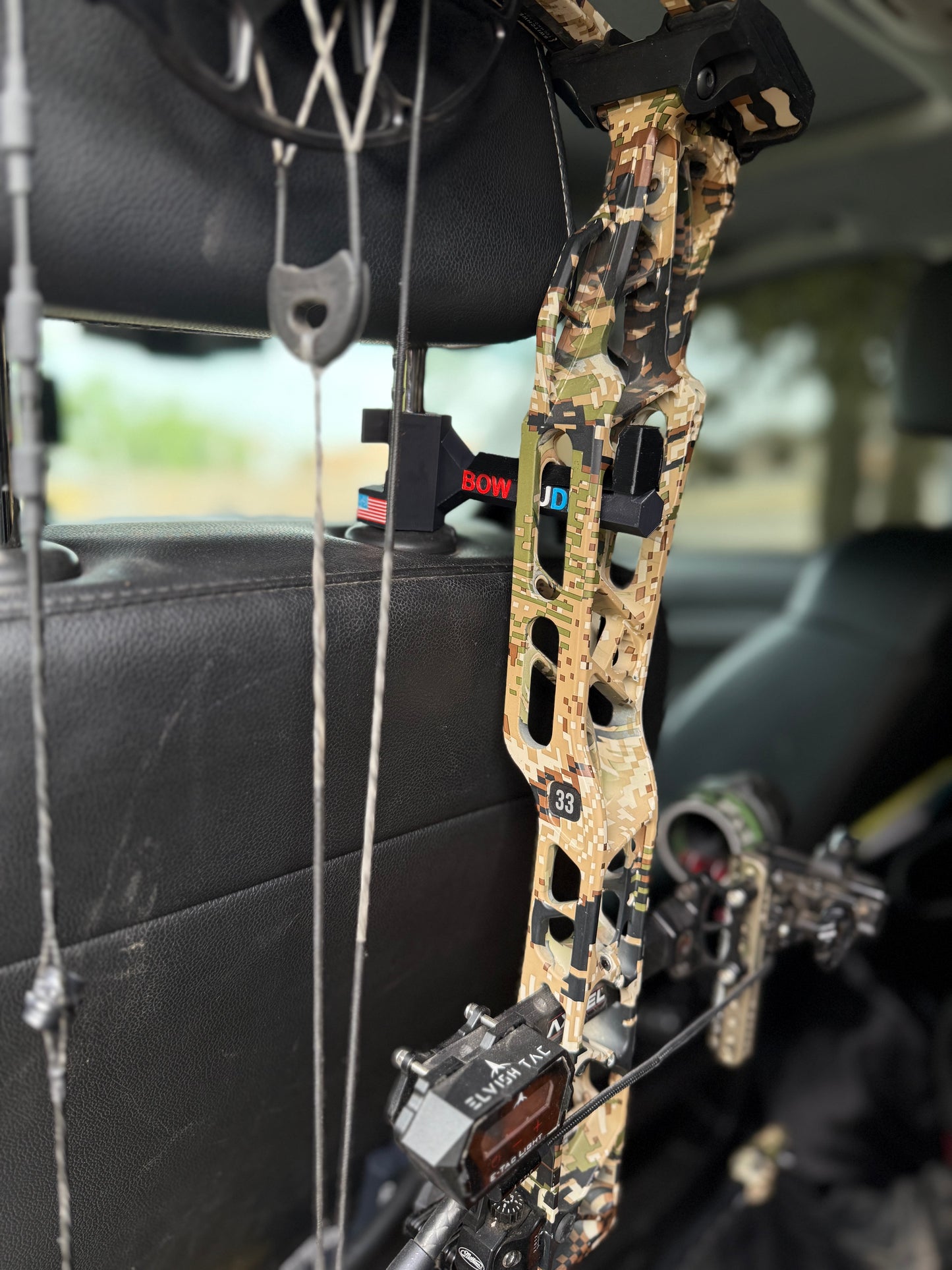 Twist-On Bow Buddy - Nearly Universal Archery Bow and Gear Hanger for Trucks & SUVs - Rubber Protector and Spacer Ring Included | Made in USA | Quick No-Tool Install