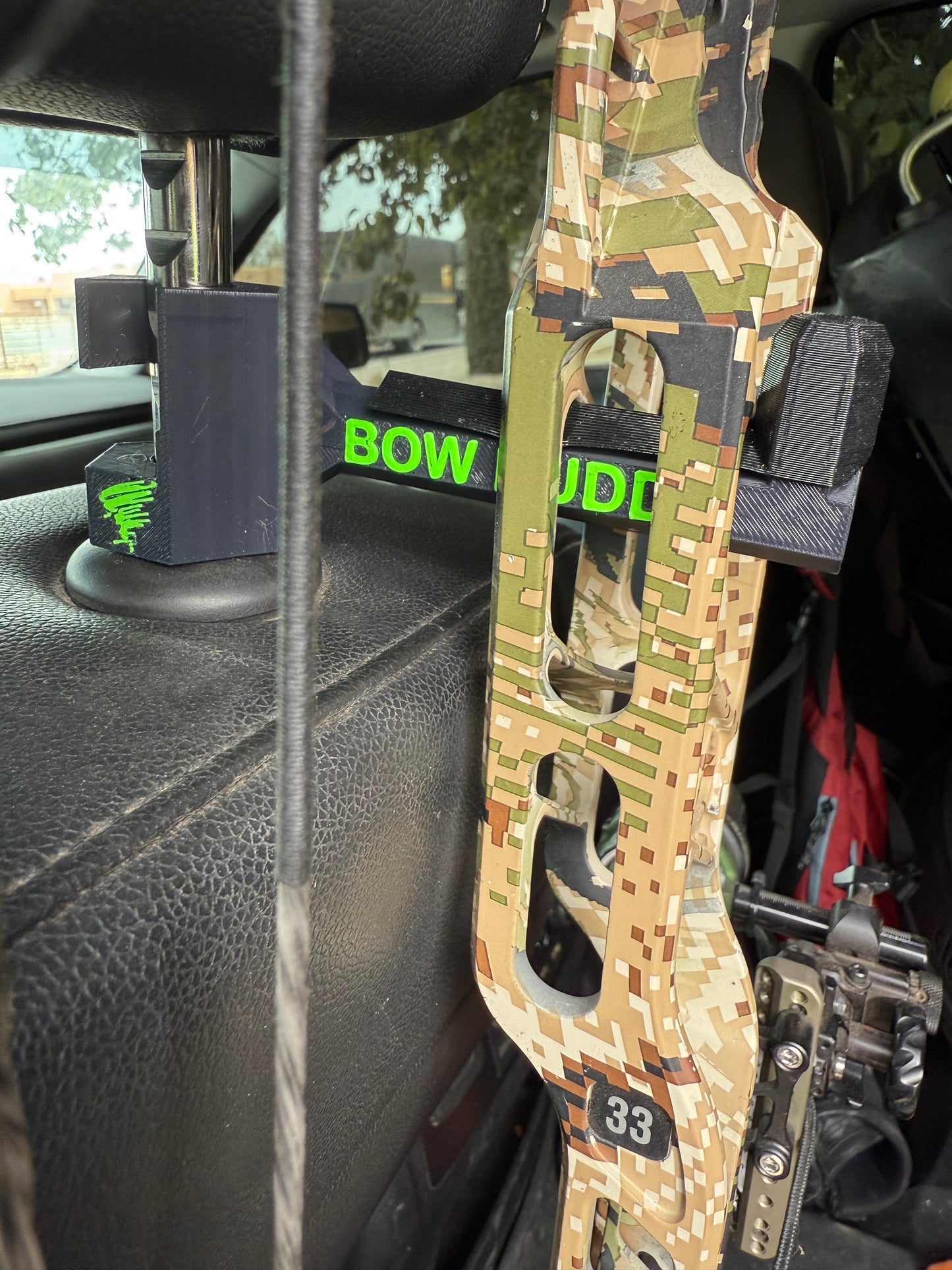 Twist-On Bow Buddy - Nearly Universal Archery Bow and Gear Hanger for Trucks & SUVs - Rubber Protector and Spacer Ring Included | Made in USA | Quick No-Tool Install