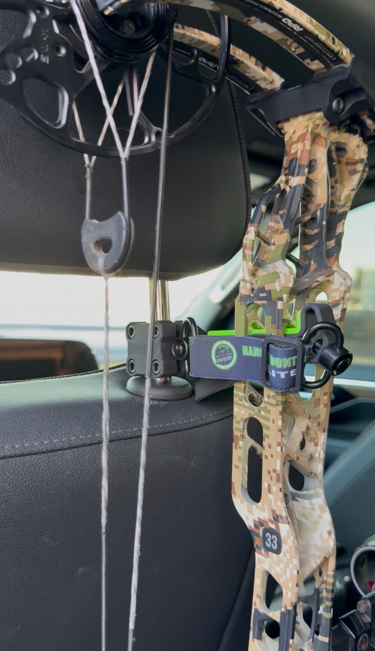 Bow Buddy™ Elite Aluminum Headrest Bow Hanger for Trucks & SUVs (Founders Edition)